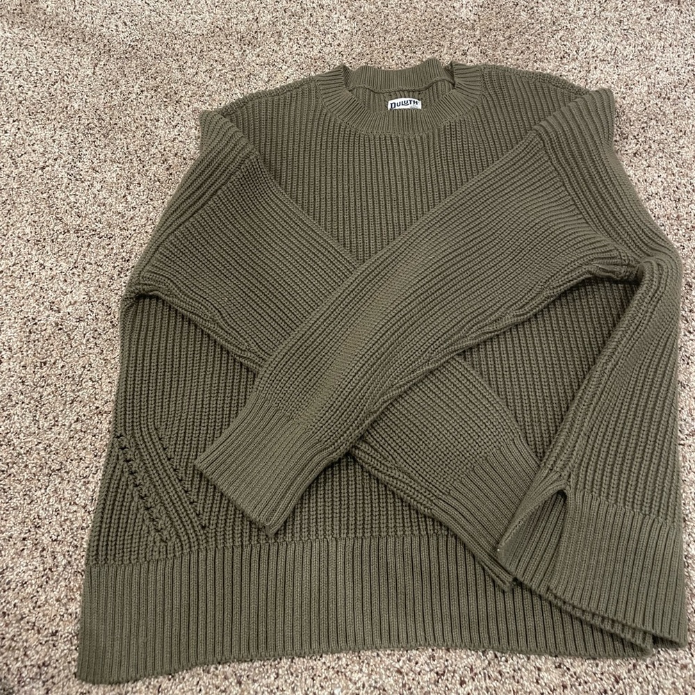 Duluth Trading Co. 22812 Women's Green Heritage Shaker Stitch Sweater Sz large